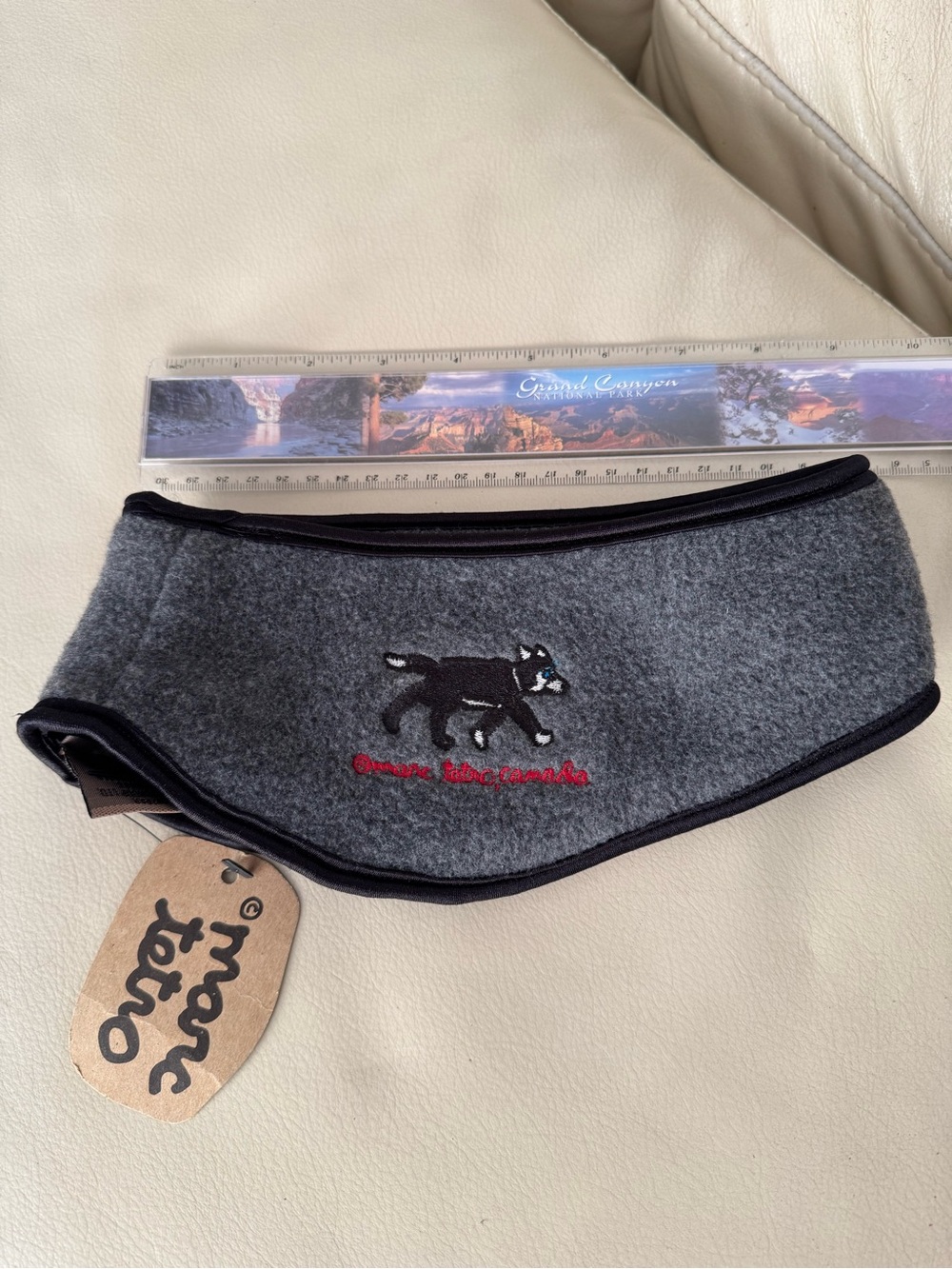 Marc Tetro Gray Fleece unisex Headband with Husky Embroidered Accent